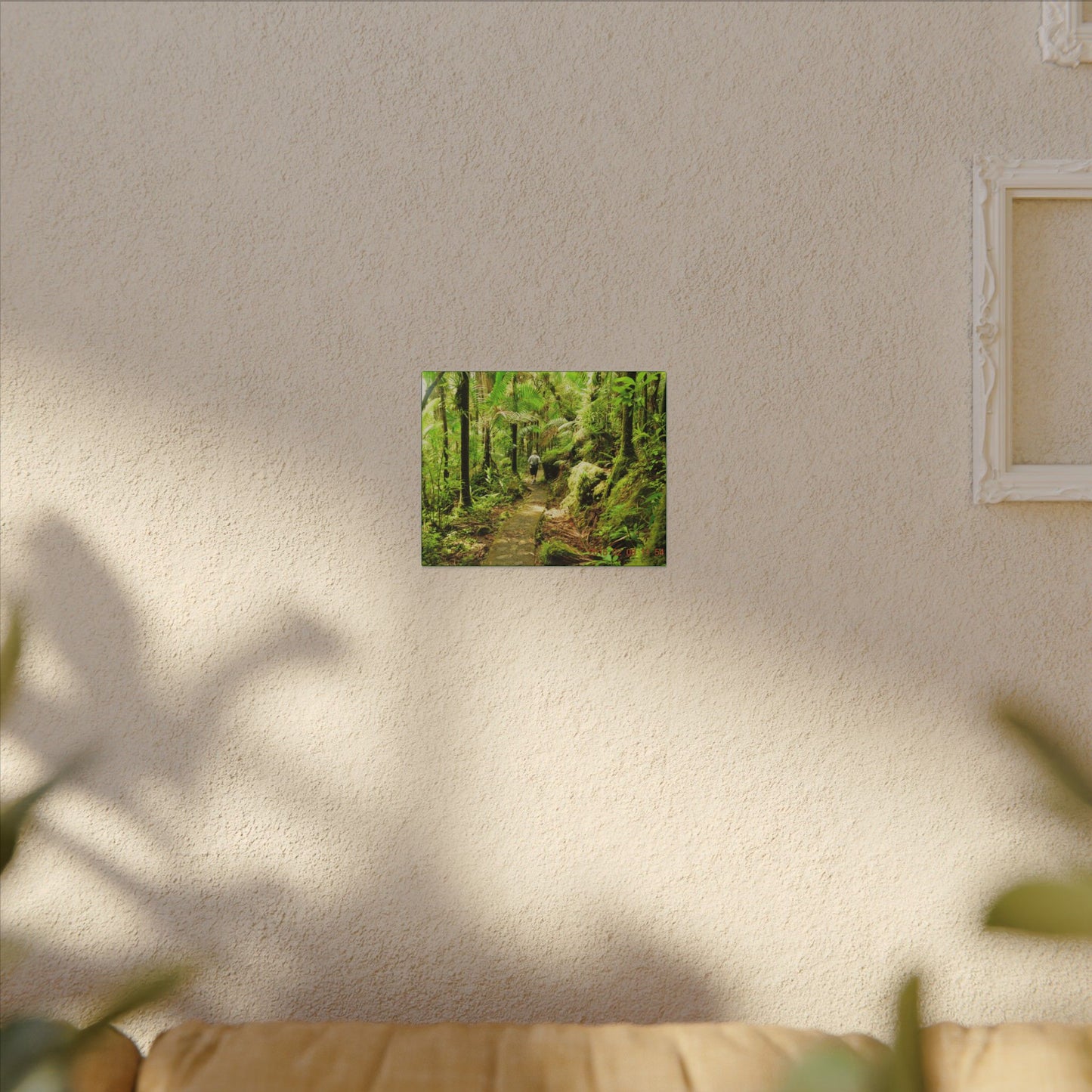 Forest Trail Matte Canvas Print – Lush Green Nature Wall Art - Hiker enjoys the BEAUTY - Mt Britton Trail - El Yunque Rainforest - Puerto Rico