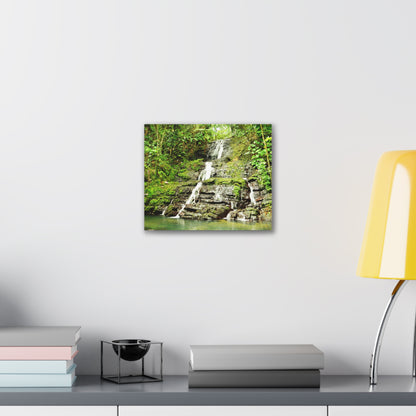 Tropical Waterfall Canvas Wall Art — Lush Jungle Landscape Print
