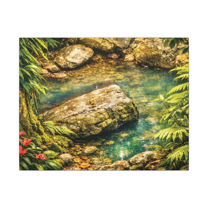 Tropical Forest Stream Matte Canvas Wall Art — Stretched Nature Landscape Print