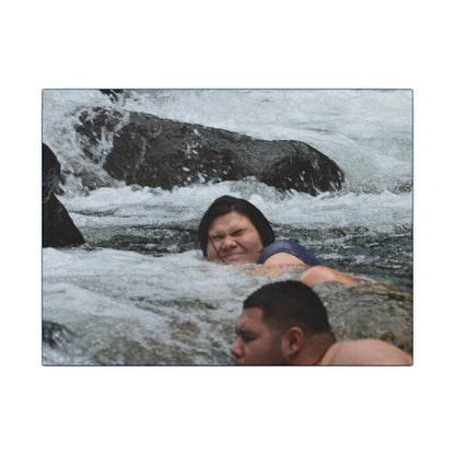 River Swim Photo Canvas Print — Matte Stretched Wall Art - Family cooling - Mameyes River - Miguel and Gabi - El Yunque Rainforest - Puerto Rico