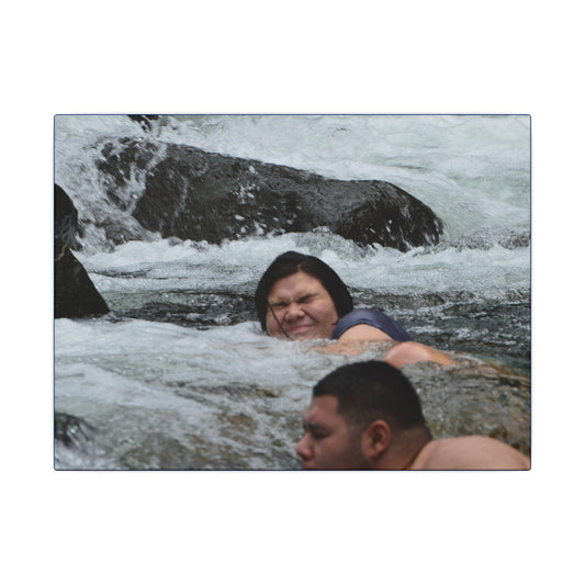 River Swim Photo Canvas Print — Matte Stretched Wall Art - Family cooling - Mameyes River - Miguel and Gabi - El Yunque Rainforest - Puerto Rico