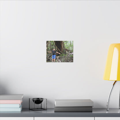 Matte Stretched Canvas Wall Art – Tropical Tree Photo Print - Explorer Jose in a deep forest week long in the birth of Espiritu Santo river - huge red tree behind