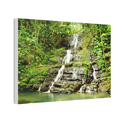 Tropical Waterfall Canvas Wall Art — Lush Jungle Landscape Print