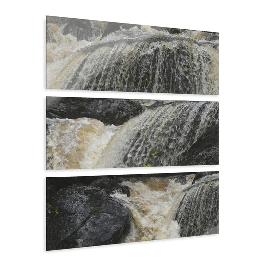 Deep Forest Explorations - El Yunque Rainforest - Dangerous Flash Flood in River - Nikon D850 - Triptych Acrylic Print – Forest Creek Landscape Wall Art