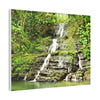 Tropical Waterfall Canvas Wall Art — Lush Jungle Landscape Print