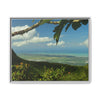 Tropical Vista Matte Canvas Framed Wall Art — Lush Mountain to Ocean Landscape - View from the Three Peaks of the Atlantic Ocean - El Yunque rainforest PR