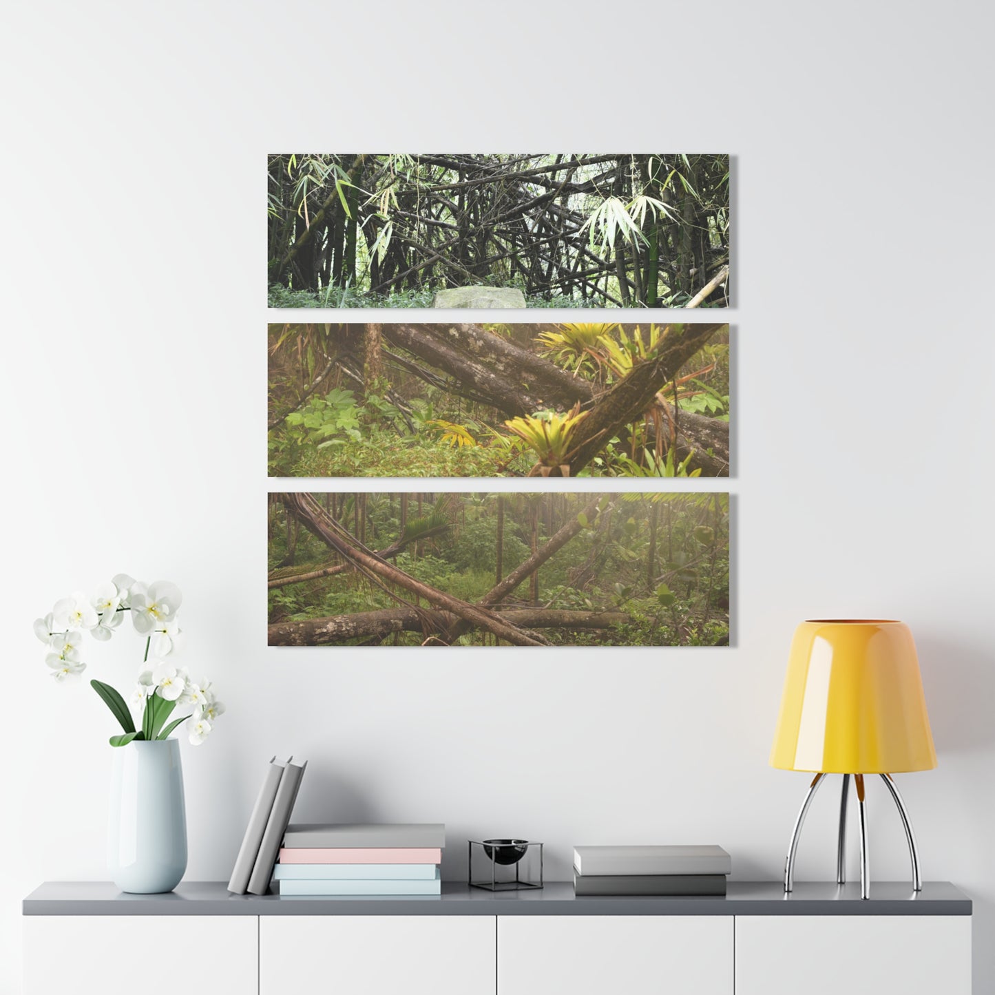 Mangled Bamboos, Rio Sabana Forest after Hurricane Maria in 2017 - Nikon D850 - Triptych Acrylic Print – Panoramic Jungle Wall Aert