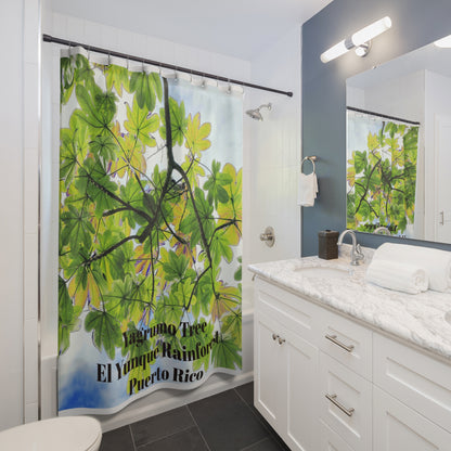 Yagrumo Tree - El Yunque - PUERTO RICO - Shower Curtain — Coastal Bathroom Decor - Nikon image
