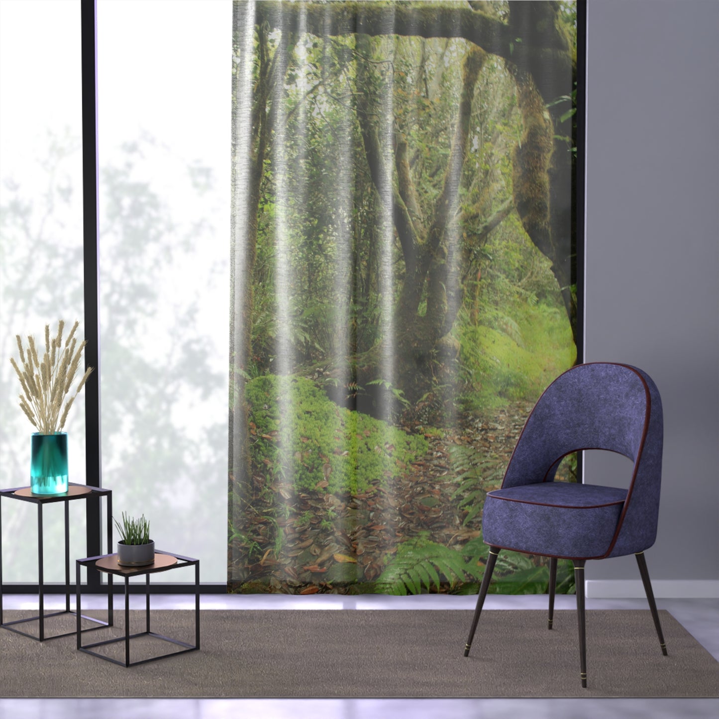 Tropical Jungle - Tradewinds Trail - Magic Section - Window Curtain - Lush Rainforest Print Sheer Drapery - View in El Yunque rainforest - Puerto  Rico - Nikon