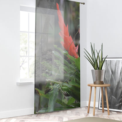 Tropical Jungle - Bromeliad Air-Plant Flower - Window Curtain - Lush Rainforest Print Sheer Drapery - View in El Yunque rainforest - Puerto  Rico - Nikon