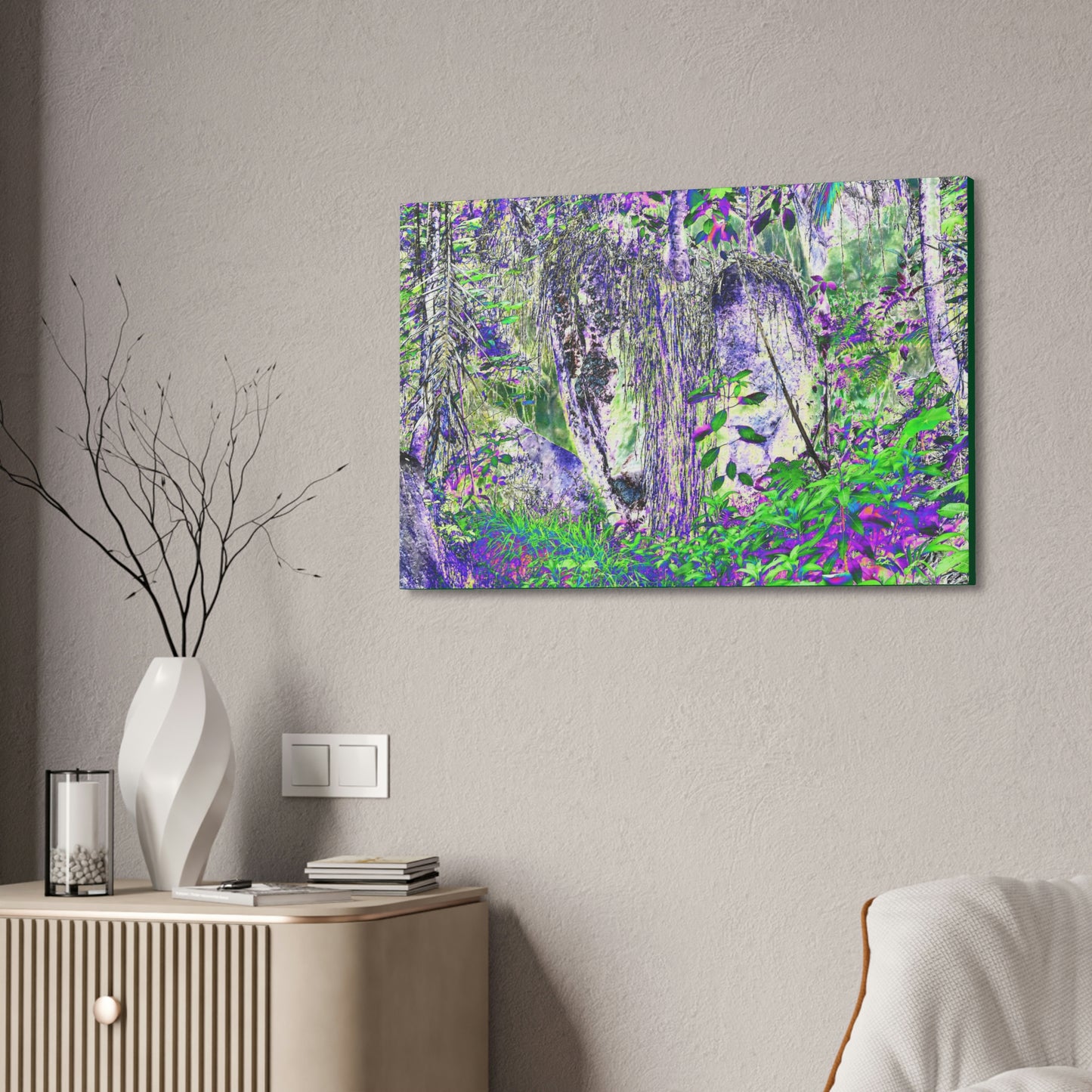 Canvas Stretched - Forest@Home - El Yunque - Amazing Sierra Palm grows in boulder with long roots comming down - Tradewinds