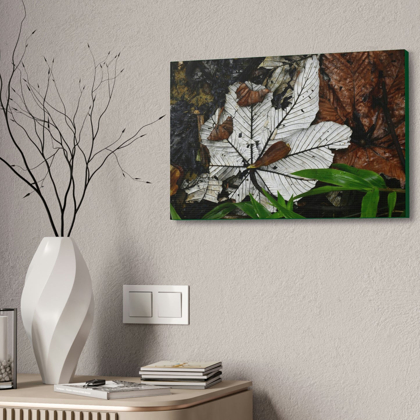 Canvas Stretched - Forest@Home - El Yunque - Recovering from Hurricane Maria - Fallen Yagrumo leafs - their two sides - Tradewinds