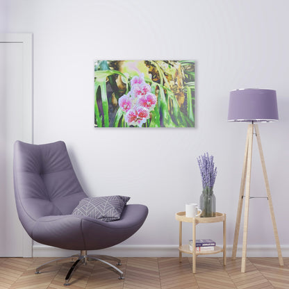 Acrylic Prints - Amazing Tropical Orchids Digital ART - with rare Cuernos Plant in background - Puerto Rico - Made in USA - Green Forest Home