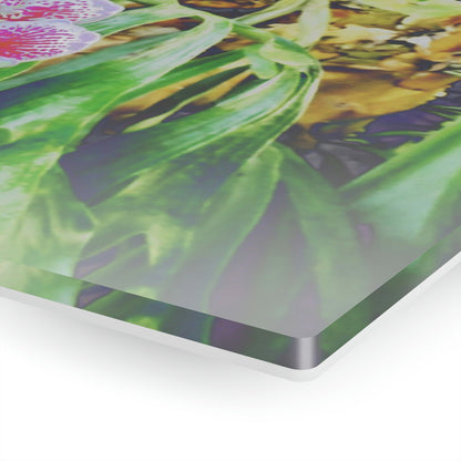 Acrylic Prints - Amazing Tropical Orchids Digital ART - with rare Cuernos Plant in background - Puerto Rico - Made in USA - Green Forest Home