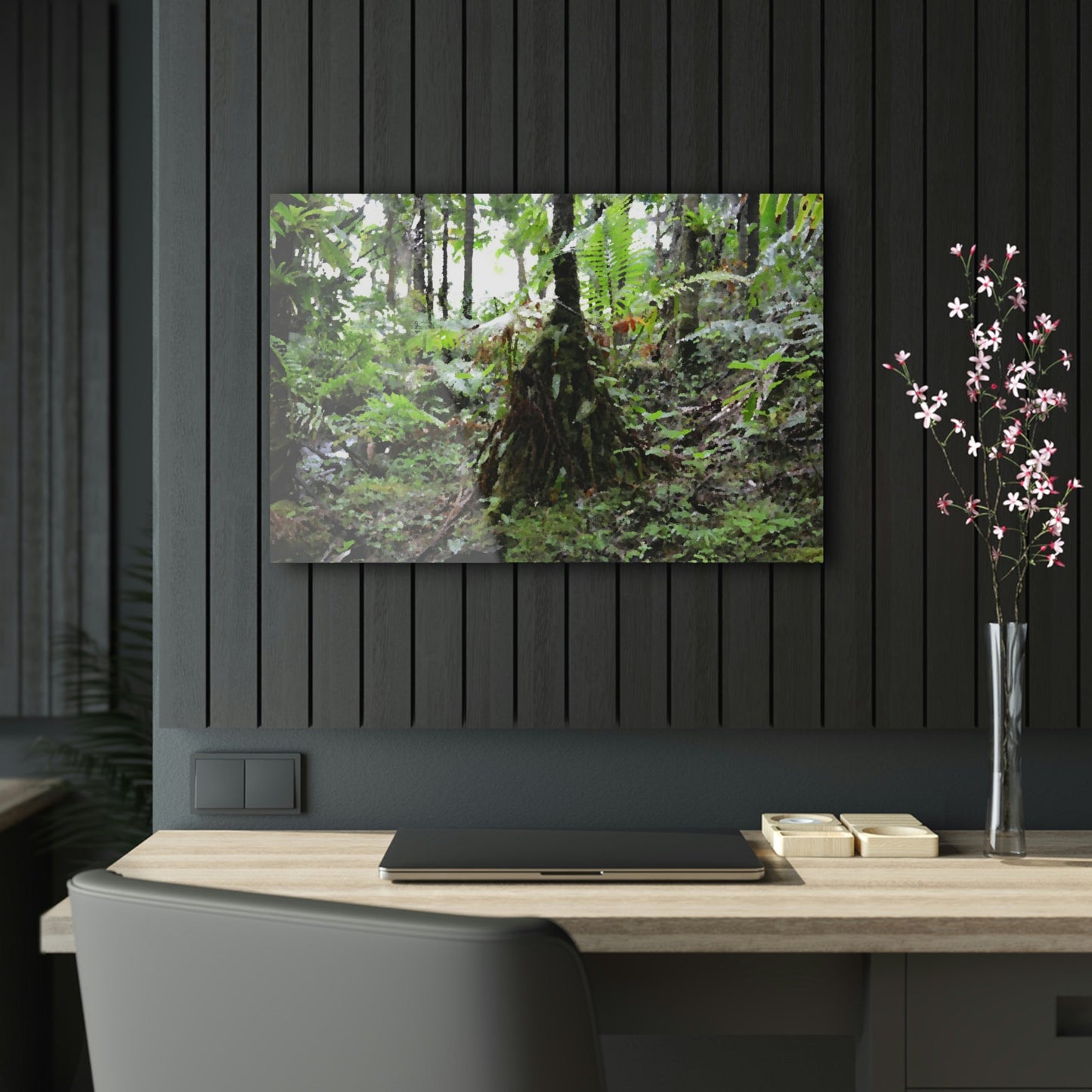 Acrylic Prints - US Made - Ideal for a Stunning Home/Office Decor Ideas - El Yunque Rainforest - Sierra Palm near road 930 as painting - CCMM* - Green Forest Home