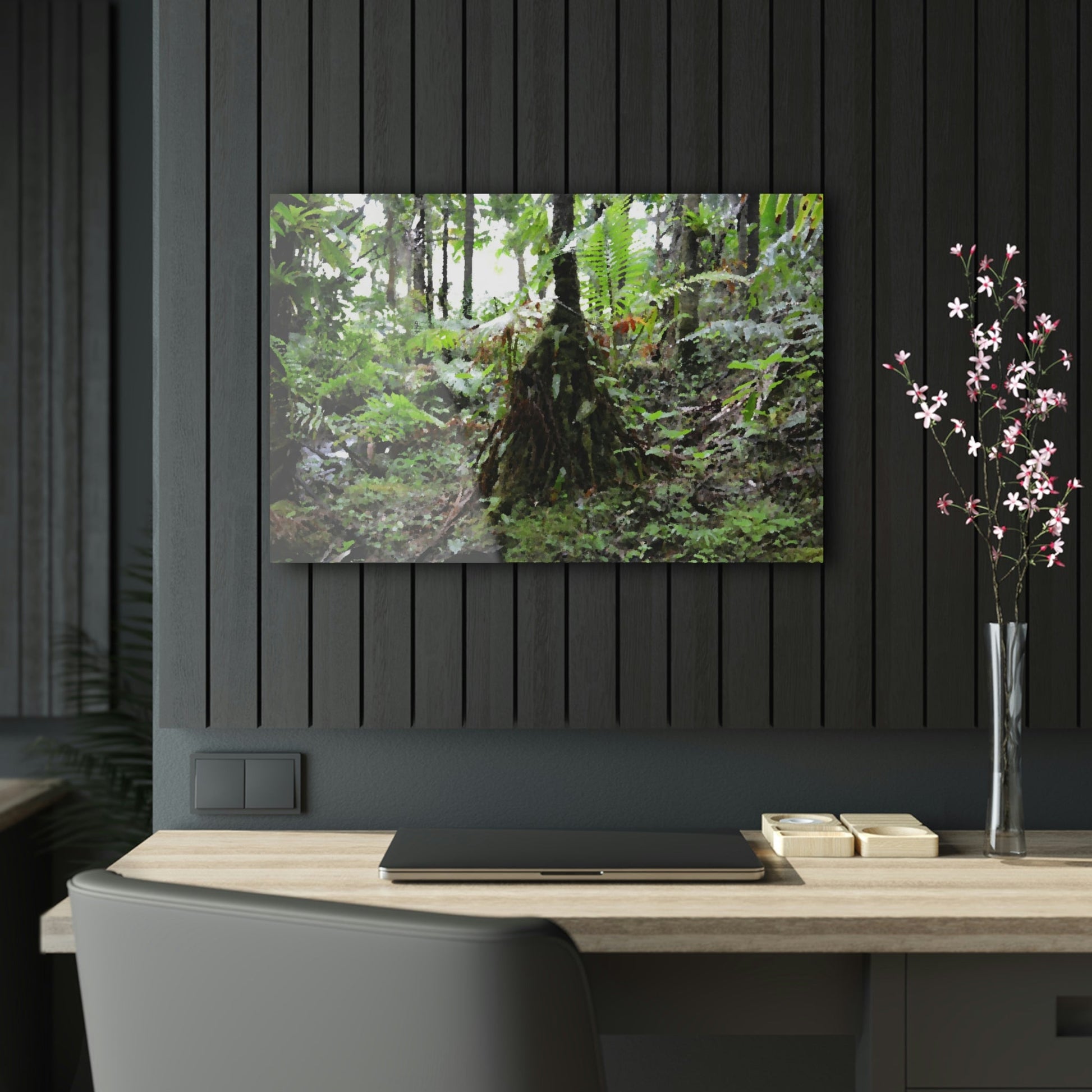 Acrylic Prints - US Made - Ideal for a Stunning Home/Office Decor Ideas - El Yunque Rainforest - Sierra Palm near road 930 as painting - CCMM* - Green Forest Home