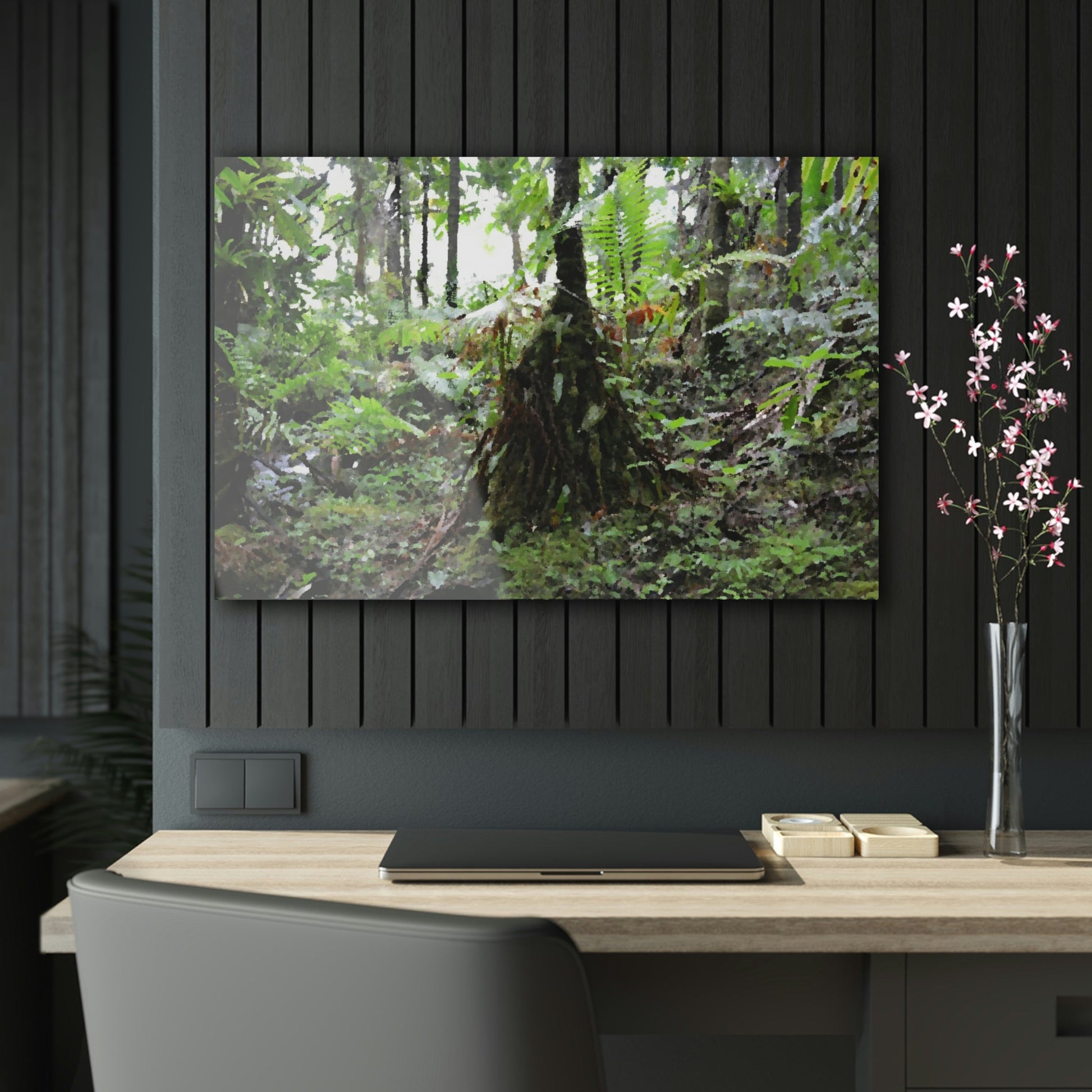 Acrylic Prints - US Made - Ideal for a Stunning Home/Office Decor Ideas - El Yunque Rainforest - Sierra Palm near road 930 as painting - CCMM* - Green Forest Home