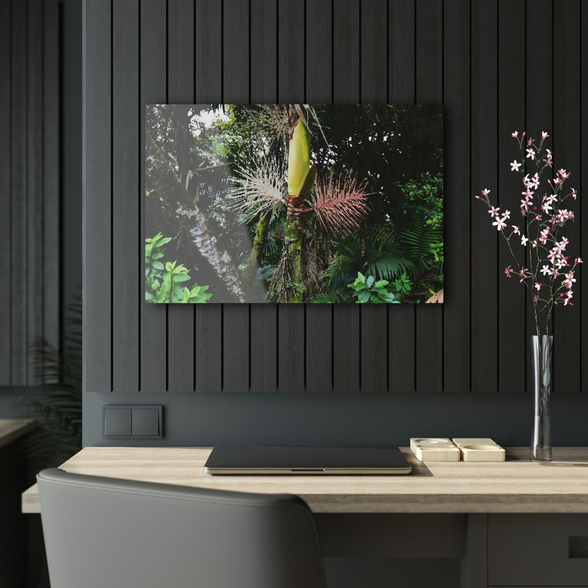 Acrylic Prints - US Made - Ideal for a Stunning Home/Office Decor Ideas - El Yunque Rainforest - Sierra Palm with seeds as Painting - CCMM* - Green Forest Home