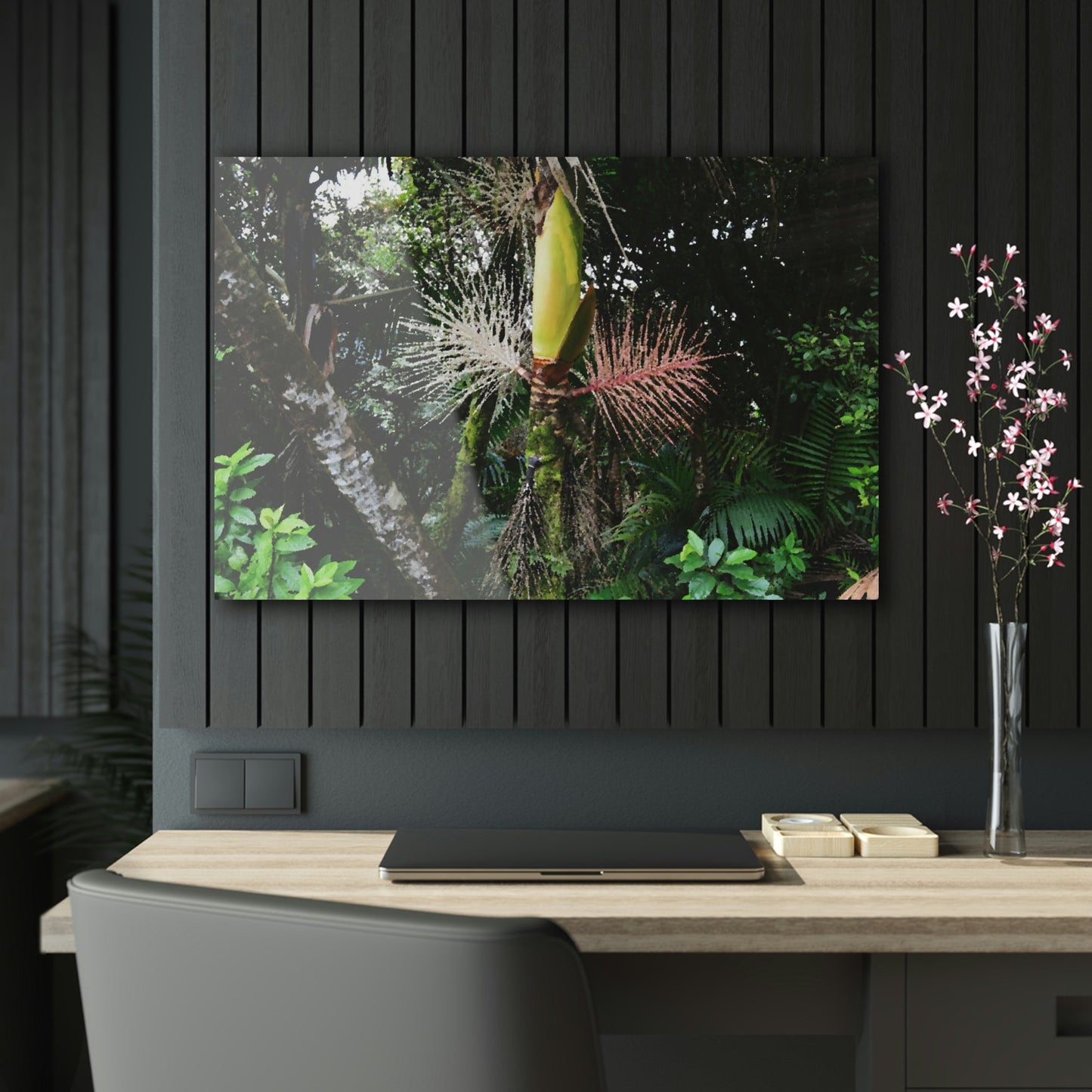 Acrylic Prints - US Made - Ideal for a Stunning Home/Office Decor Ideas - El Yunque Rainforest - Sierra Palm with seeds as Painting - CCMM* - Green Forest Home
