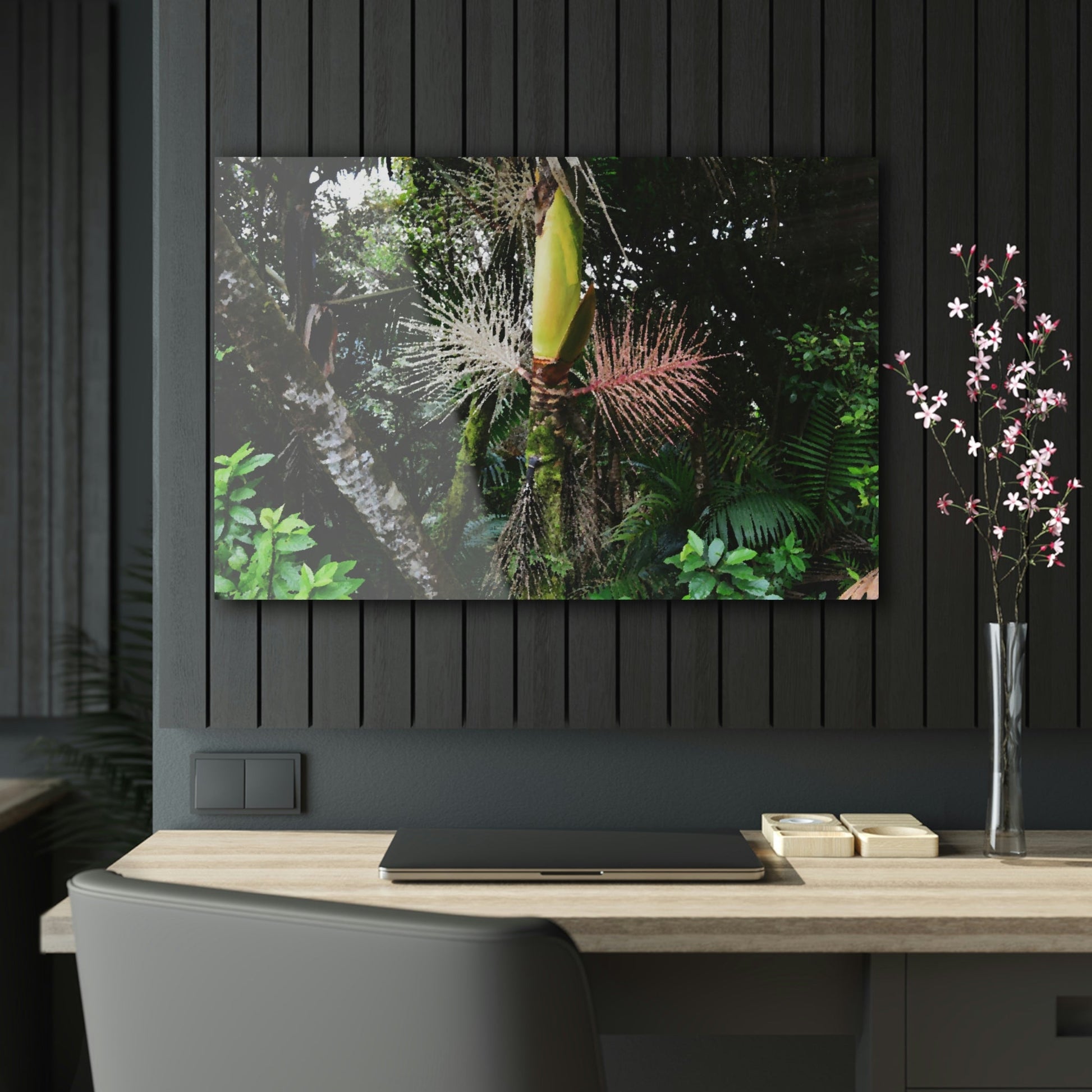 Acrylic Prints - US Made - Ideal for a Stunning Home/Office Decor Ideas - El Yunque Rainforest - Sierra Palm with seeds as Painting - CCMM* - Green Forest Home