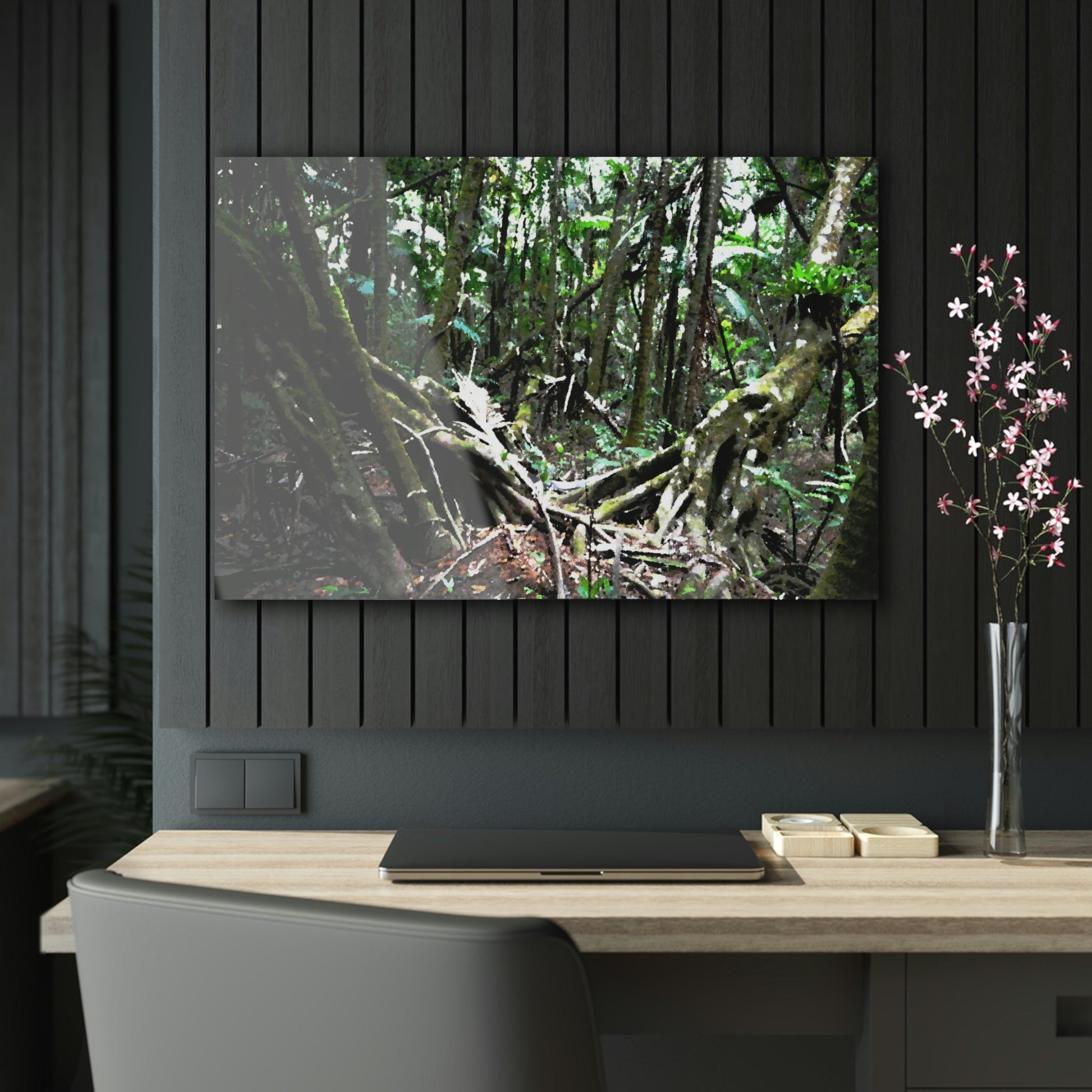Acrylic Prints - US Made - Ideal for a Stunning Home/Office Decor Ideas - El Yunque Rainforest - The Early Holy Spirit River as painting - CCMM* - Green Forest Home