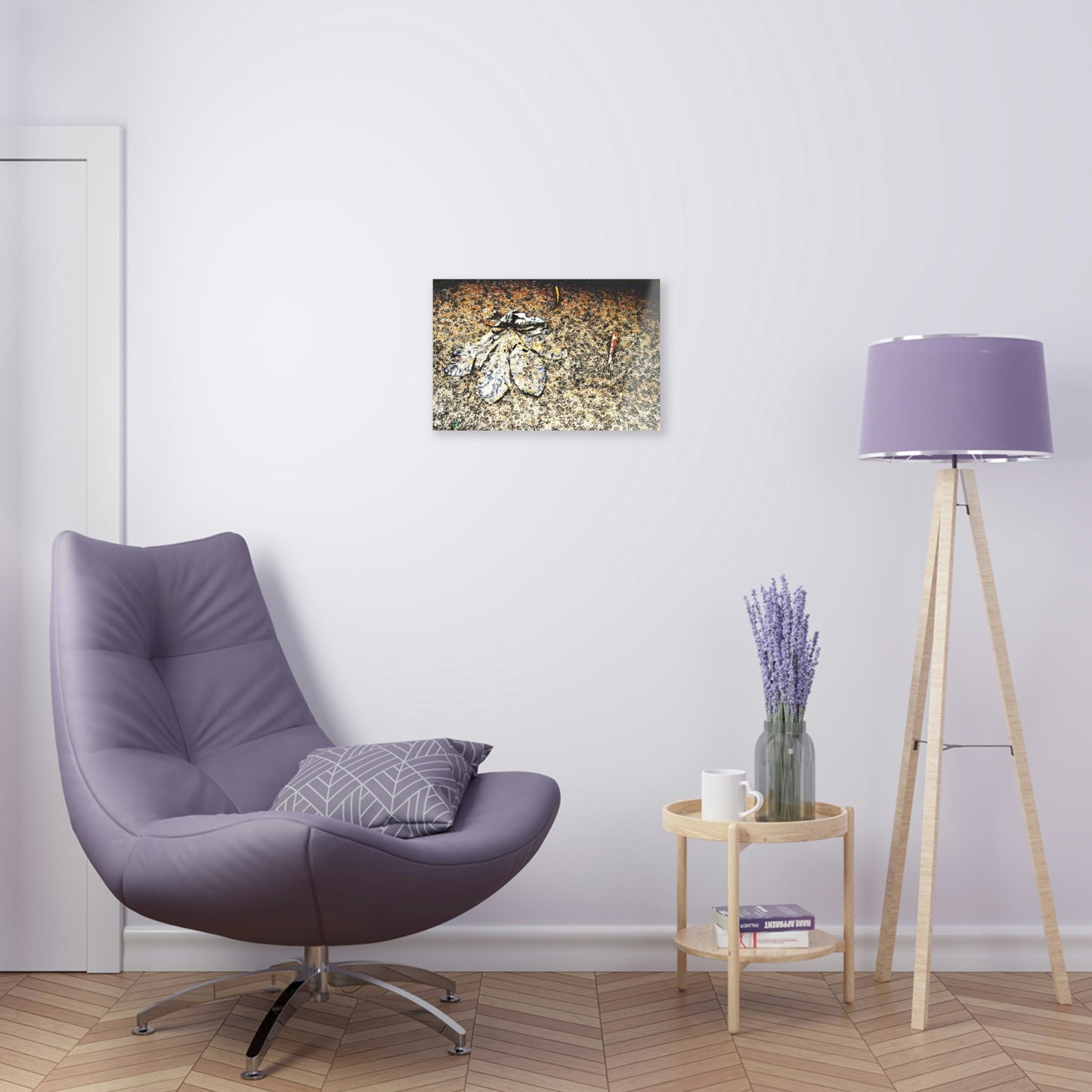 Acrylic Prints - US Made - Ideal for a Stunning Home/Office Decor Ideas - El Yunque Rainforest - Yagrumo leaf in mud with rain drops marks near river - CCMM* - Green Forest Home