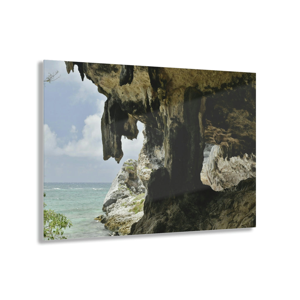 Acrylic Prints - US Made - Ideal for a Stunning Home/Office Decor Ideas - Inspirations from Nature - Mona island Caves on Edge of Pajaros beach - Green Forest Home