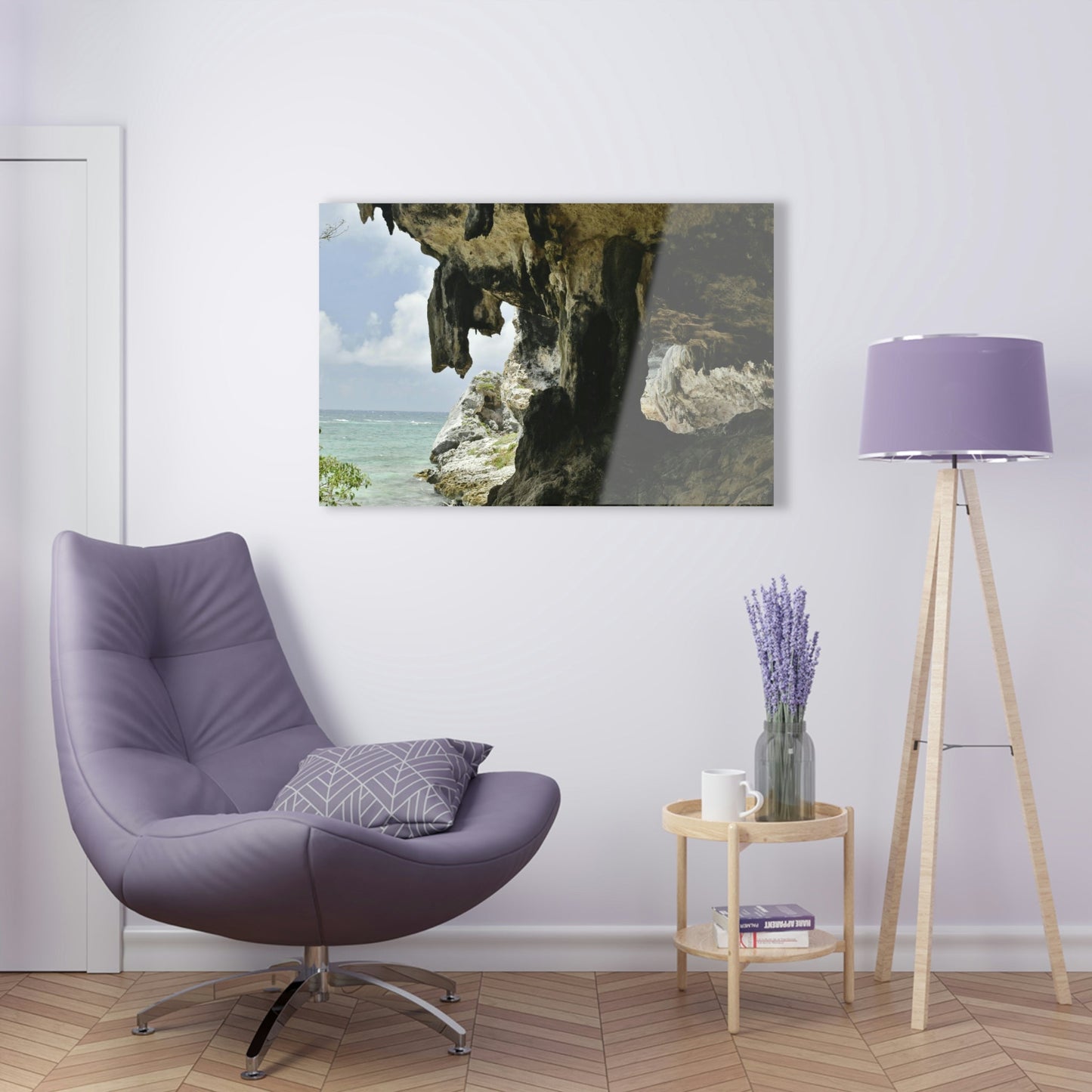 Acrylic Prints - US Made - Ideal for a Stunning Home/Office Decor Ideas - Inspirations from Nature - Mona island Caves on Edge of Pajaros beach - Green Forest Home
