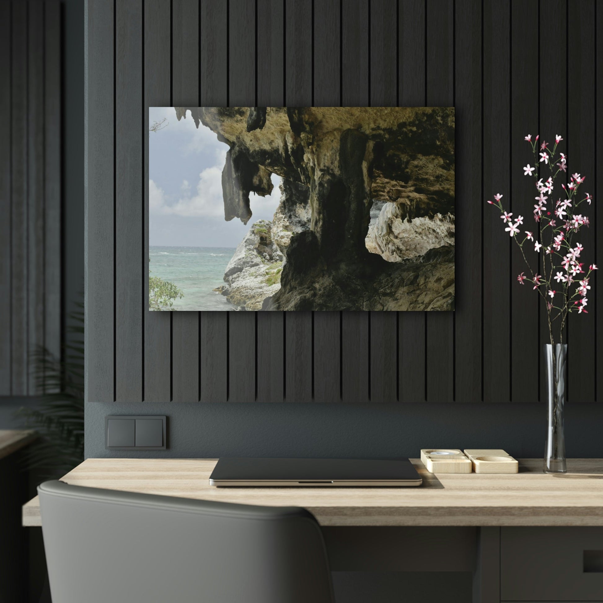 Acrylic Prints - US Made - Ideal for a Stunning Home/Office Decor Ideas - Inspirations from Nature - Mona island Caves on Edge of Pajaros beach - Green Forest Home