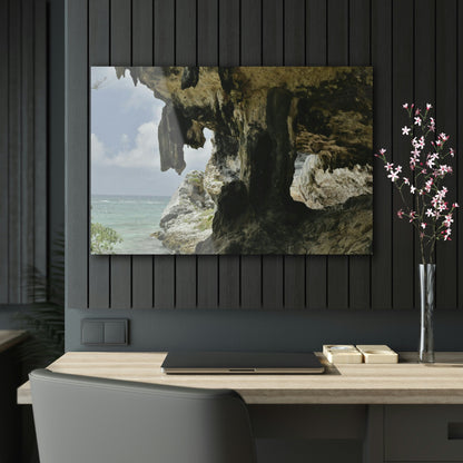 Acrylic Prints - US Made - Ideal for a Stunning Home/Office Decor Ideas - Inspirations from Nature - Mona island Caves on Edge of Pajaros beach - Green Forest Home