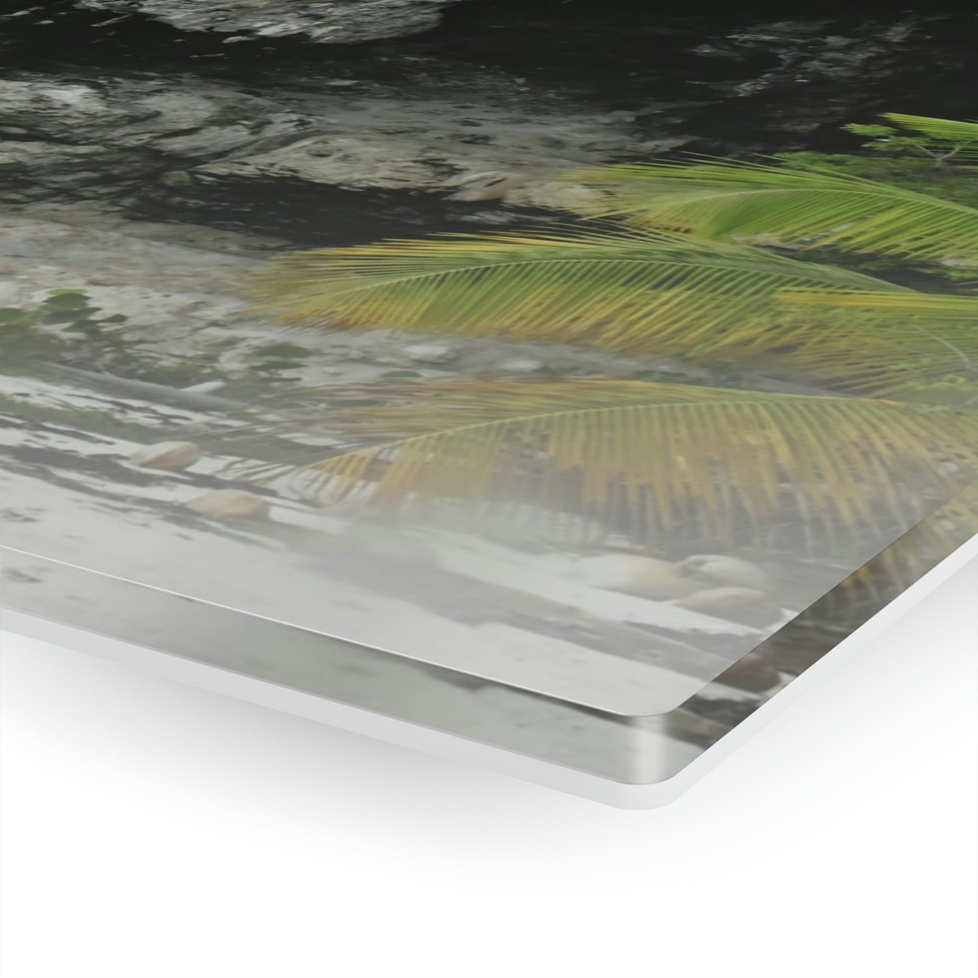 Acrylic Prints - US Made - Ideal for a Stunning Home/Office Decor Ideas - Inspirations from Nature - Remote Mona island Cave Formation on Edge of beach - Green Forest Home