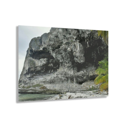 Acrylic Prints - US Made - Ideal for a Stunning Home/Office Decor Ideas - Inspirations from Nature - Remote Mona island Cave Formation on Edge of beach - Green Forest Home