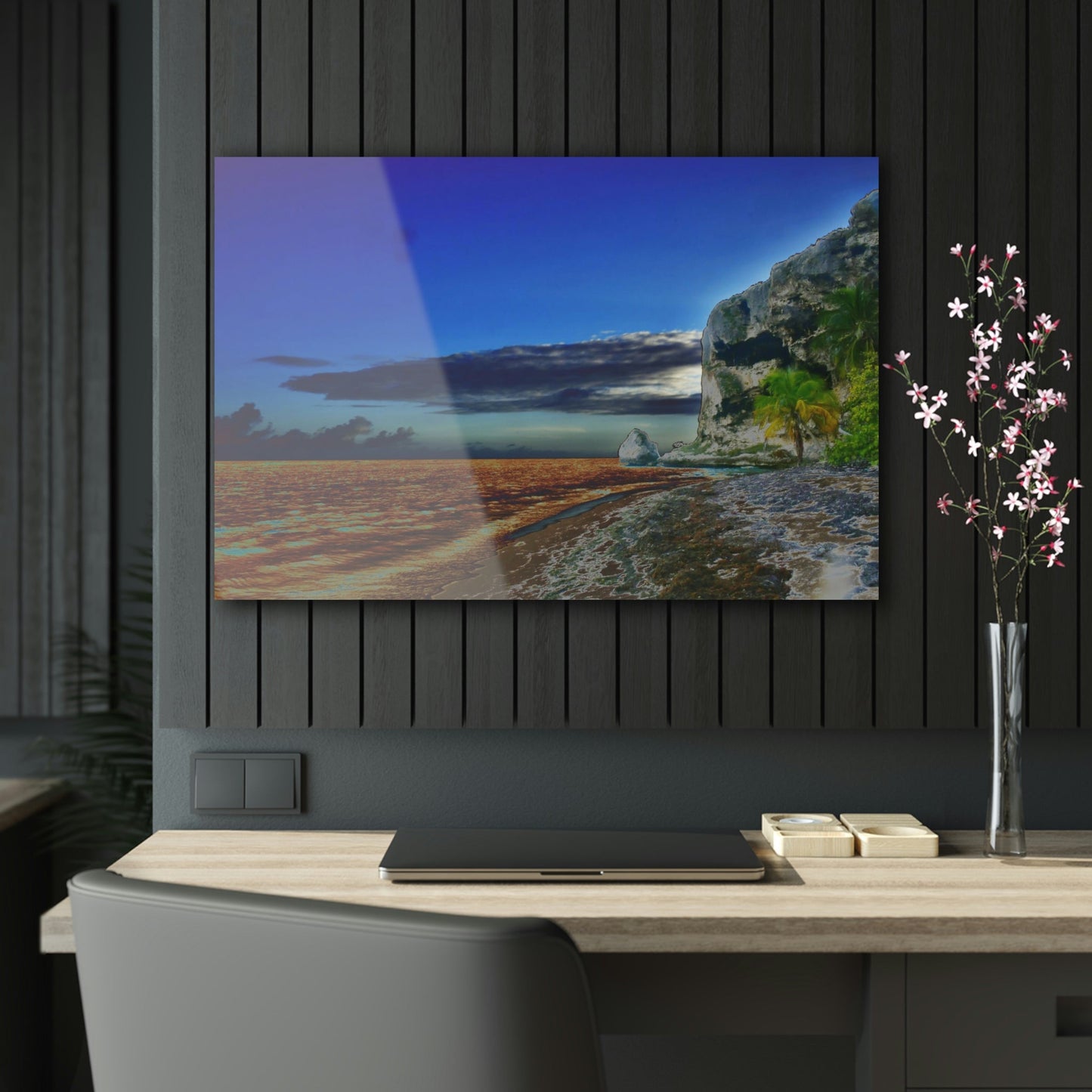 Acrylic Prints - US Made - Ideal for a Stunning Home/Office Decor Ideas - Inspirations from Nature - Remote Mona island - Edge of Pajaros Beach - CCMM* - Green Forest Home