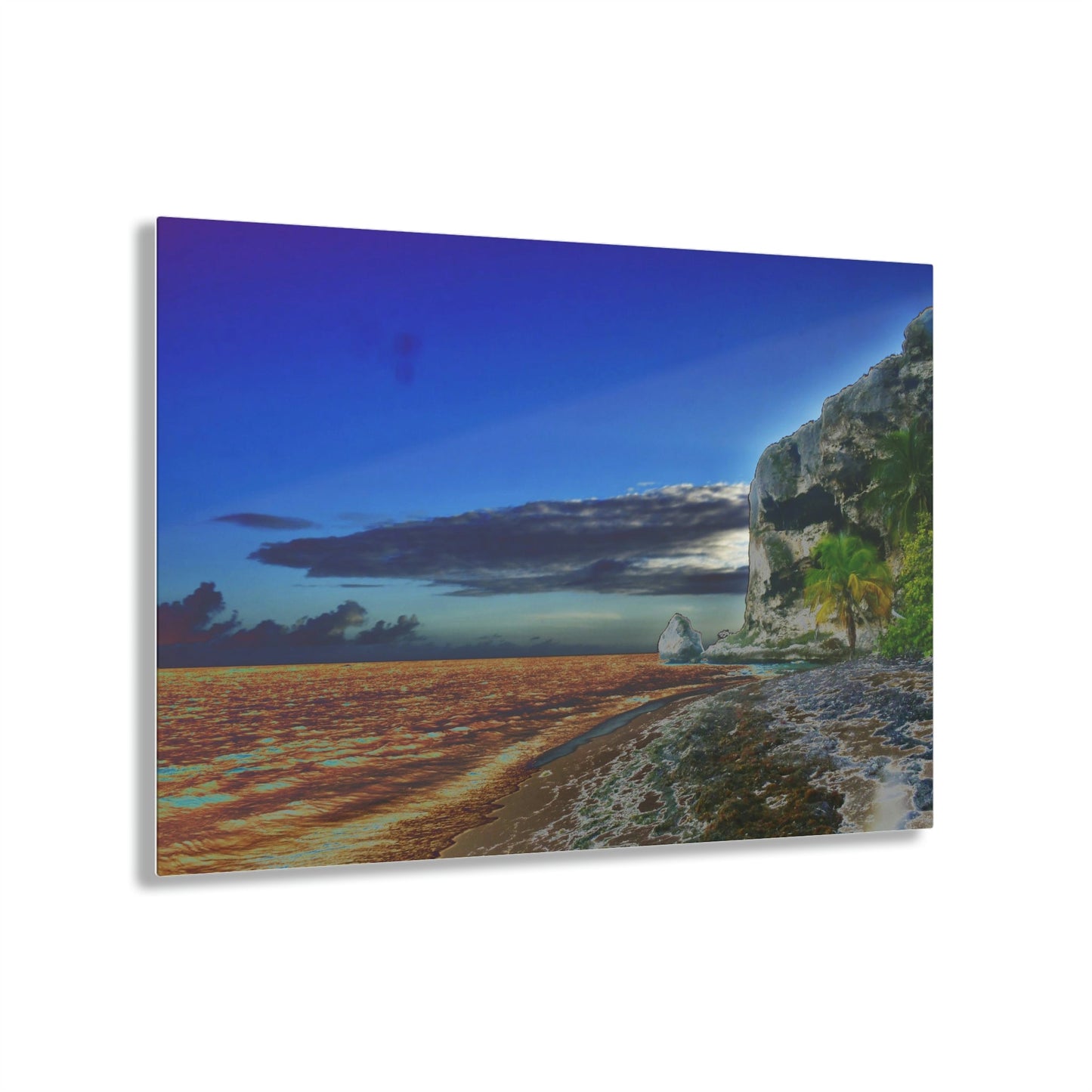 Acrylic Prints - US Made - Ideal for a Stunning Home/Office Decor Ideas - Inspirations from Nature - Remote Mona island - Edge of Pajaros Beach - CCMM* - Green Forest Home