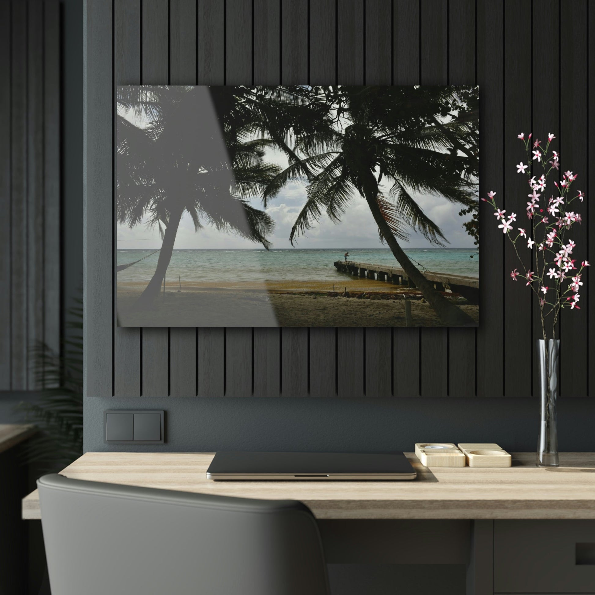 Acrylic Prints - US Made - Ideal for a Stunning Home/Office Decor Ideas - Inspirations from Nature - Remote Mona island - Fisherman on Pier - Green Forest Home
