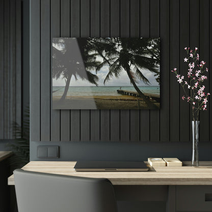 Acrylic Prints - US Made - Ideal for a Stunning Home/Office Decor Ideas - Inspirations from Nature - Remote Mona island - Fisherman on Pier - Green Forest Home