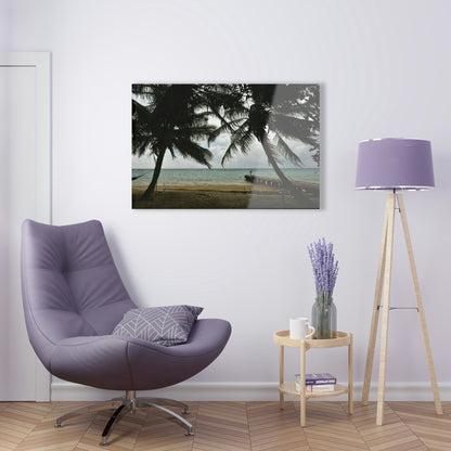 Acrylic Prints - US Made - Ideal for a Stunning Home/Office Decor Ideas - Inspirations from Nature - Remote Mona island - Fisherman on Pier - Green Forest Home
