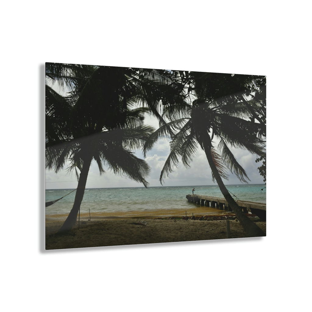 Acrylic Prints - US Made - Ideal for a Stunning Home/Office Decor Ideas - Inspirations from Nature - Remote Mona island - Fisherman on Pier - Green Forest Home