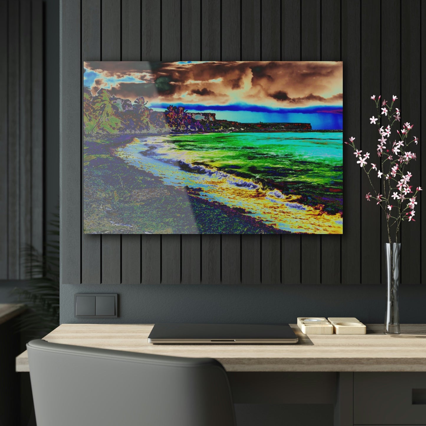 Acrylic Prints - US Made - Ideal for a Stunning Home/Office Decor Ideas - Inspirations from Nature - Remote Mona island - Fisherman on Pier - CCMM* - Green Forest Home