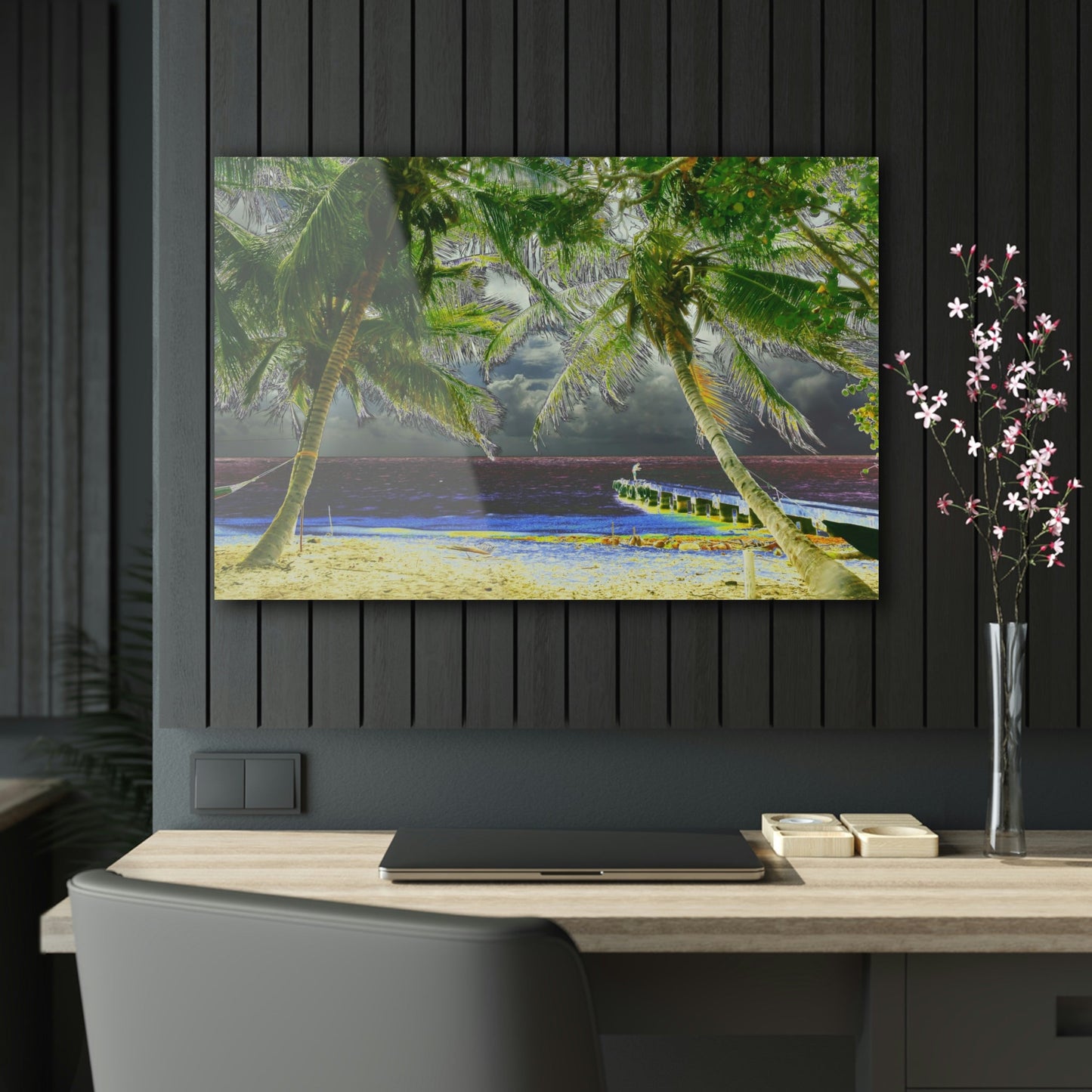 Acrylic Prints - US Made - Ideal for a Stunning Home/Office Decor Ideas - Inspirations from Nature - Remote Mona island - Fisherman on Pier - CCMM* - Green Forest Home
