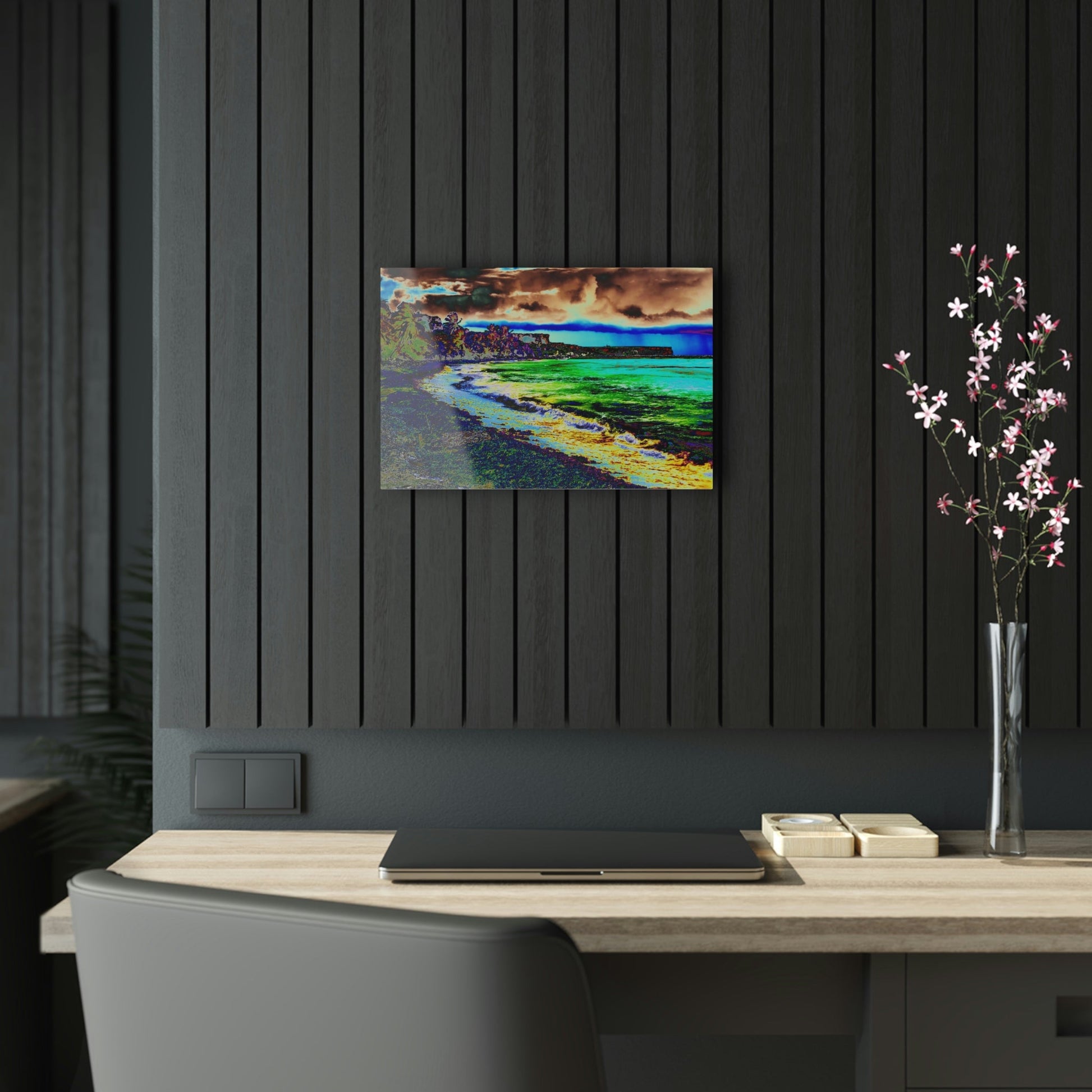 Acrylic Prints - US Made - Ideal for a Stunning Home/Office Decor Ideas - Inspirations from Nature - Remote Mona island - Fisherman on Pier - CCMM* - Green Forest Home
