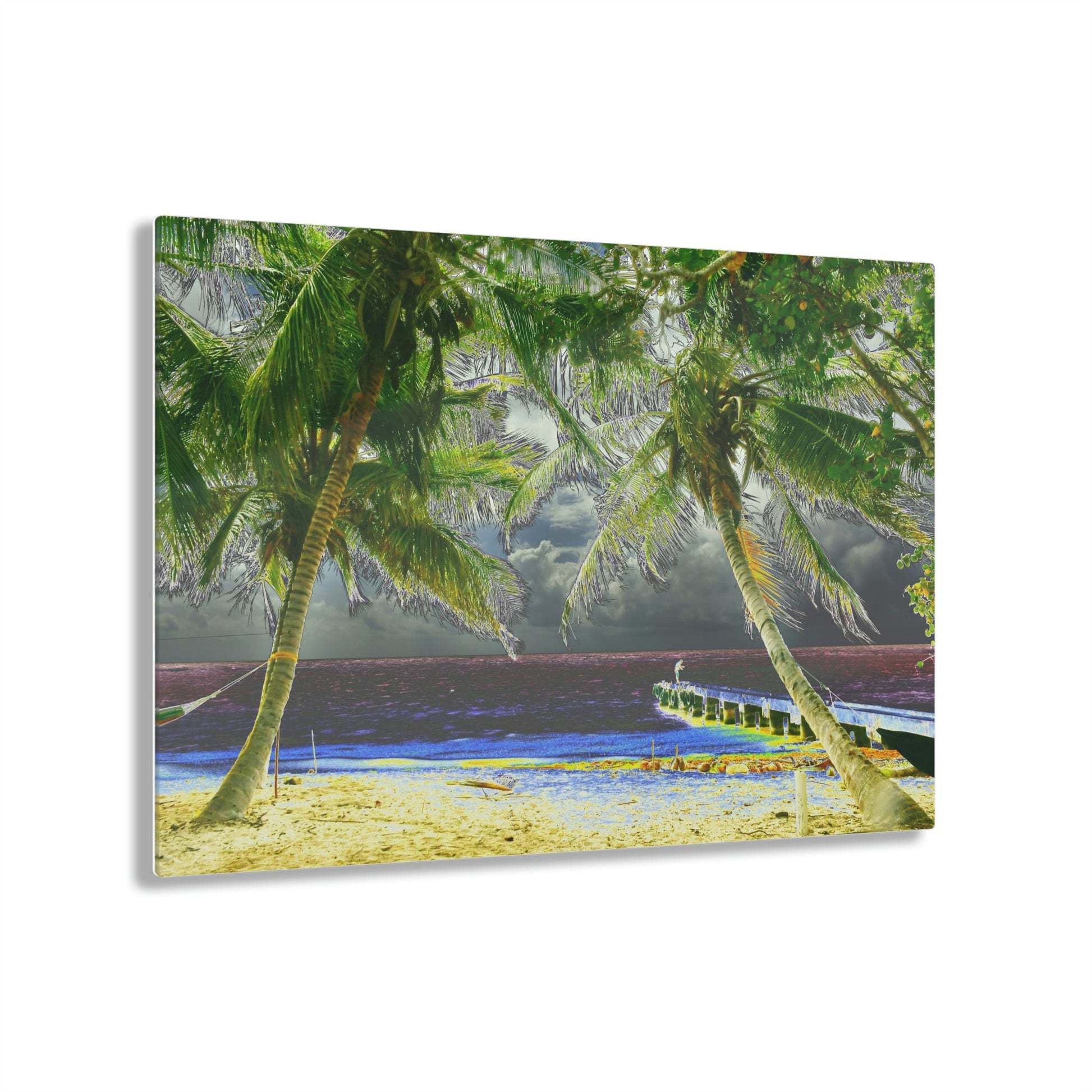 Acrylic Prints - US Made - Ideal for a Stunning Home/Office Decor Ideas - Inspirations from Nature - Remote Mona island - Fisherman on Pier - CCMM* - Green Forest Home
