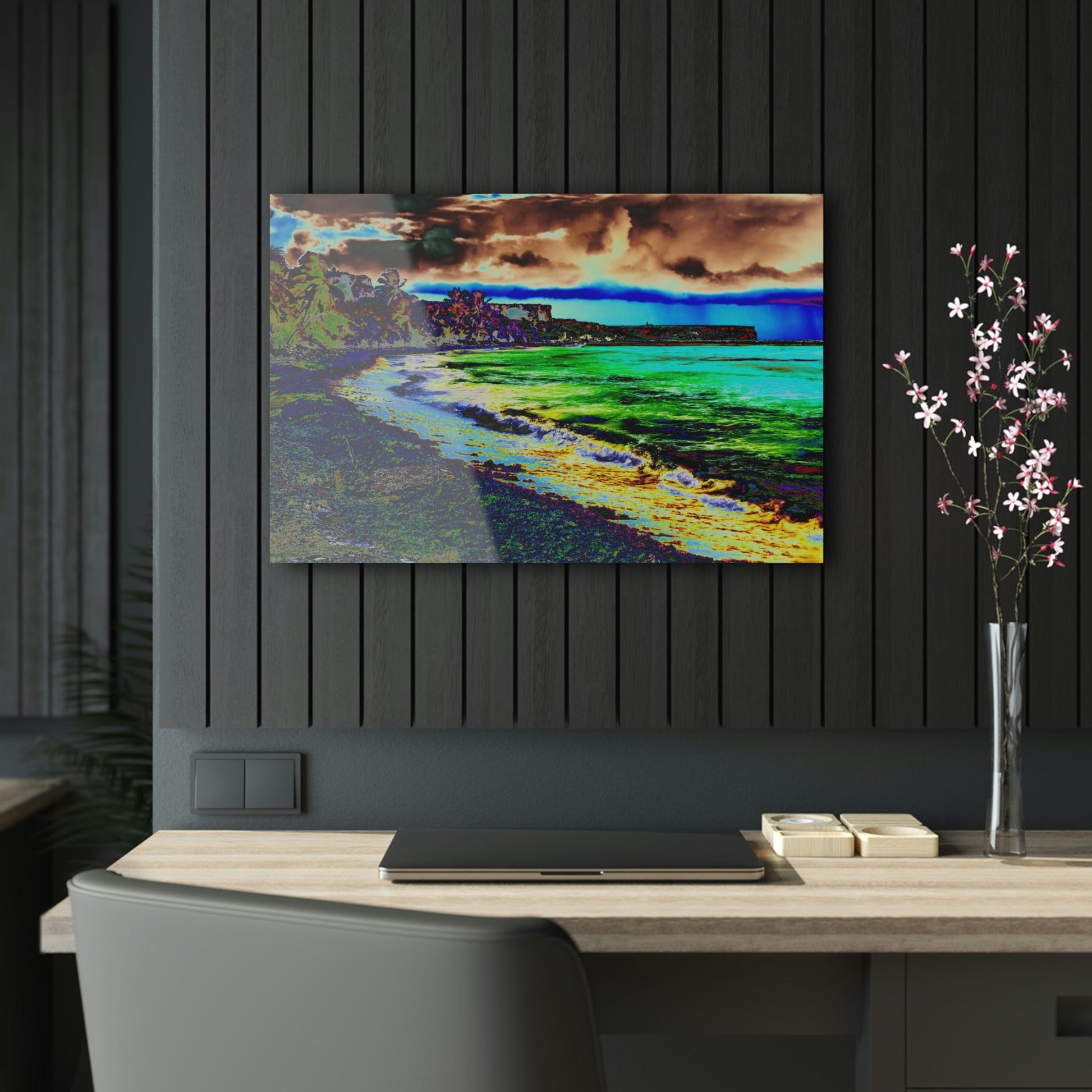 Acrylic Prints - US Made - Ideal for a Stunning Home/Office Decor Ideas - Inspirations from Nature - Remote Mona island - Fisherman on Pier - CCMM* - Green Forest Home