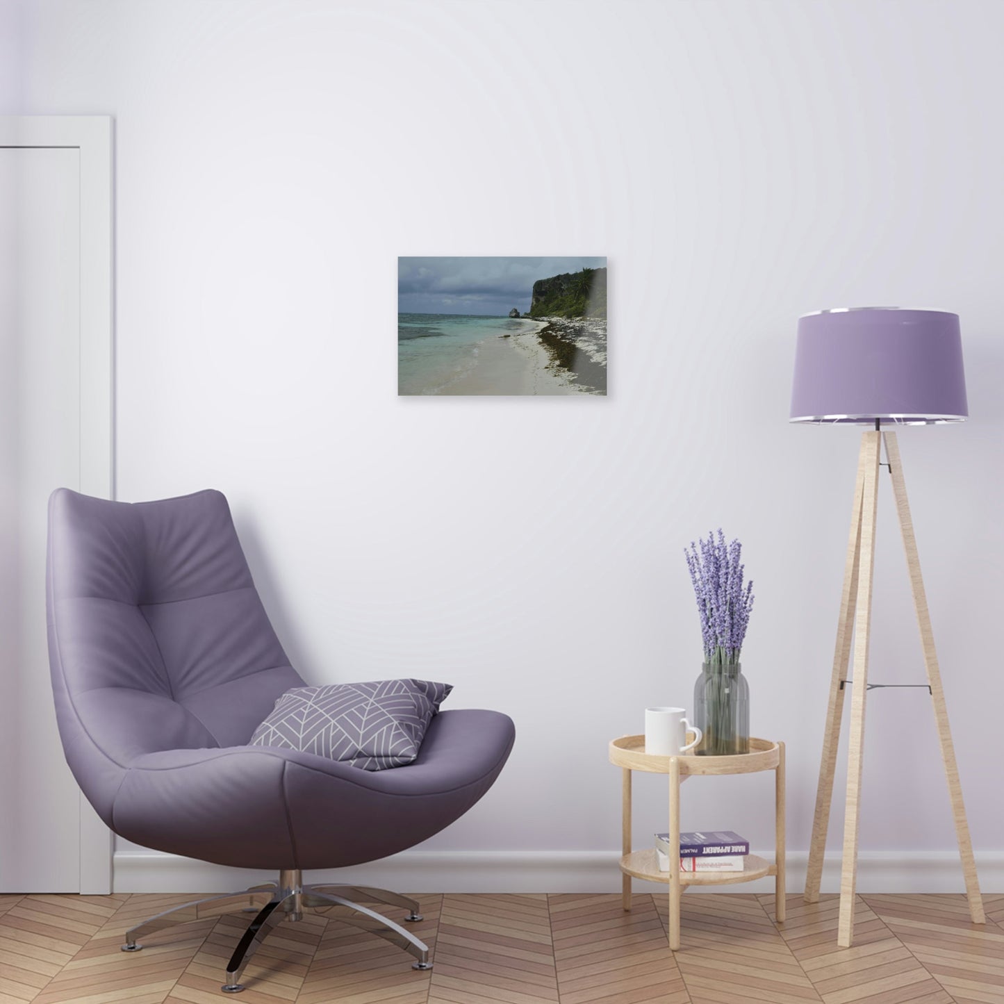 Acrylic Prints - US Made - Ideal for a Stunning Home/Office Decor Ideas - Inspirations from Nature - Remote Mona island - Gloomy Day Edge Pajaros Beach - Green Forest Home