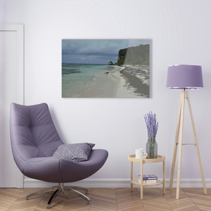 Acrylic Prints - US Made - Ideal for a Stunning Home/Office Decor Ideas - Inspirations from Nature - Remote Mona island - Gloomy Day Edge Pajaros Beach - Green Forest Home