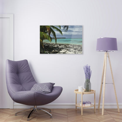 Acrylic Prints - US Made - Ideal for a Stunning Home/Office Decor Ideas - Inspirations from Nature - Remote Mona island - Pajaros Beach & Plateau - Green Forest Home