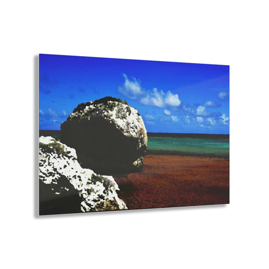 Acrylic Prints - US Made - Ideal for a Stunning Home/Office Decor Ideas - Remote Mona island - Caves Fallen Boulders - CCMM* - Green Forest Home