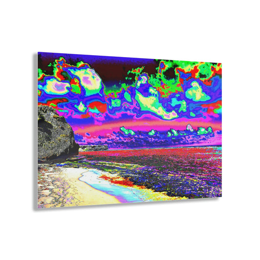 Acrylic Prints - US Made - Ideal for a Stunning Home/Office Decor Ideas - Remote Mona island - Caves Fallen Boulders - CCMM* - Green Forest Home