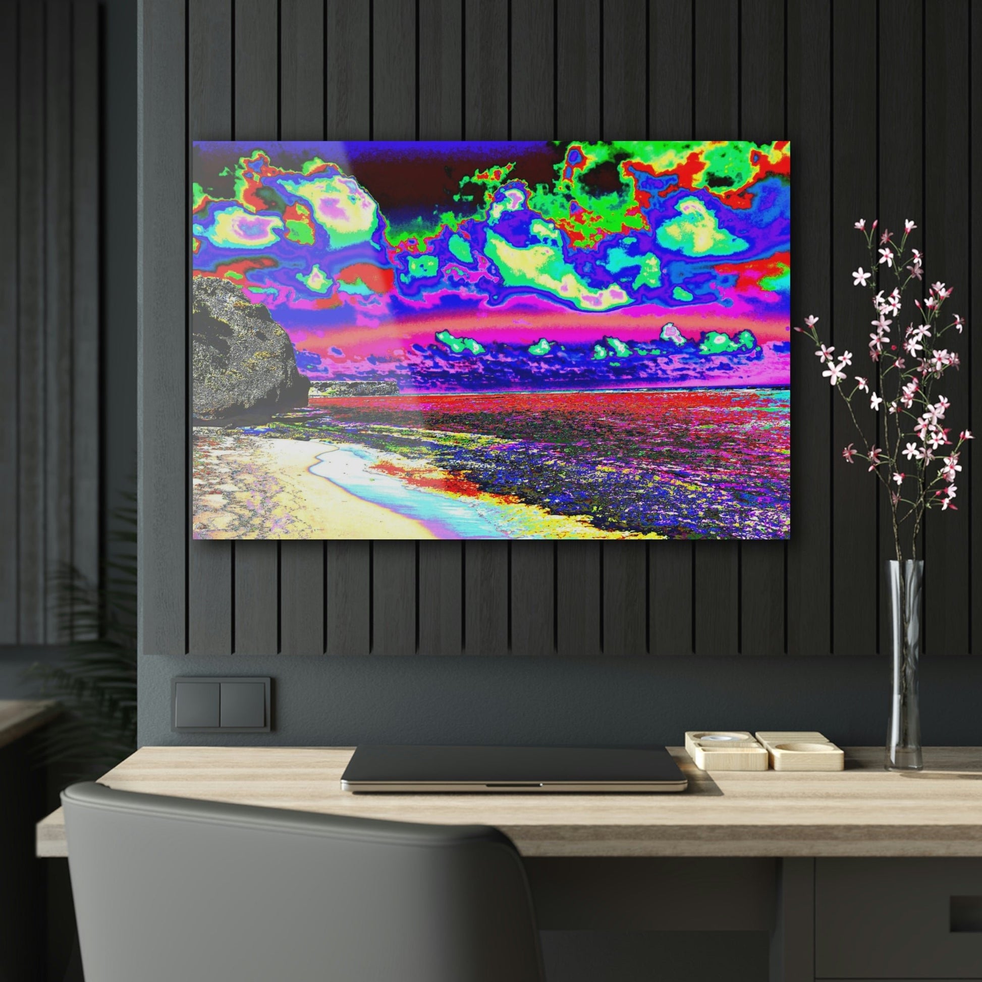 Acrylic Prints - US Made - Ideal for a Stunning Home/Office Decor Ideas - Remote Mona island - Caves Fallen Boulders - CCMM* - Green Forest Home