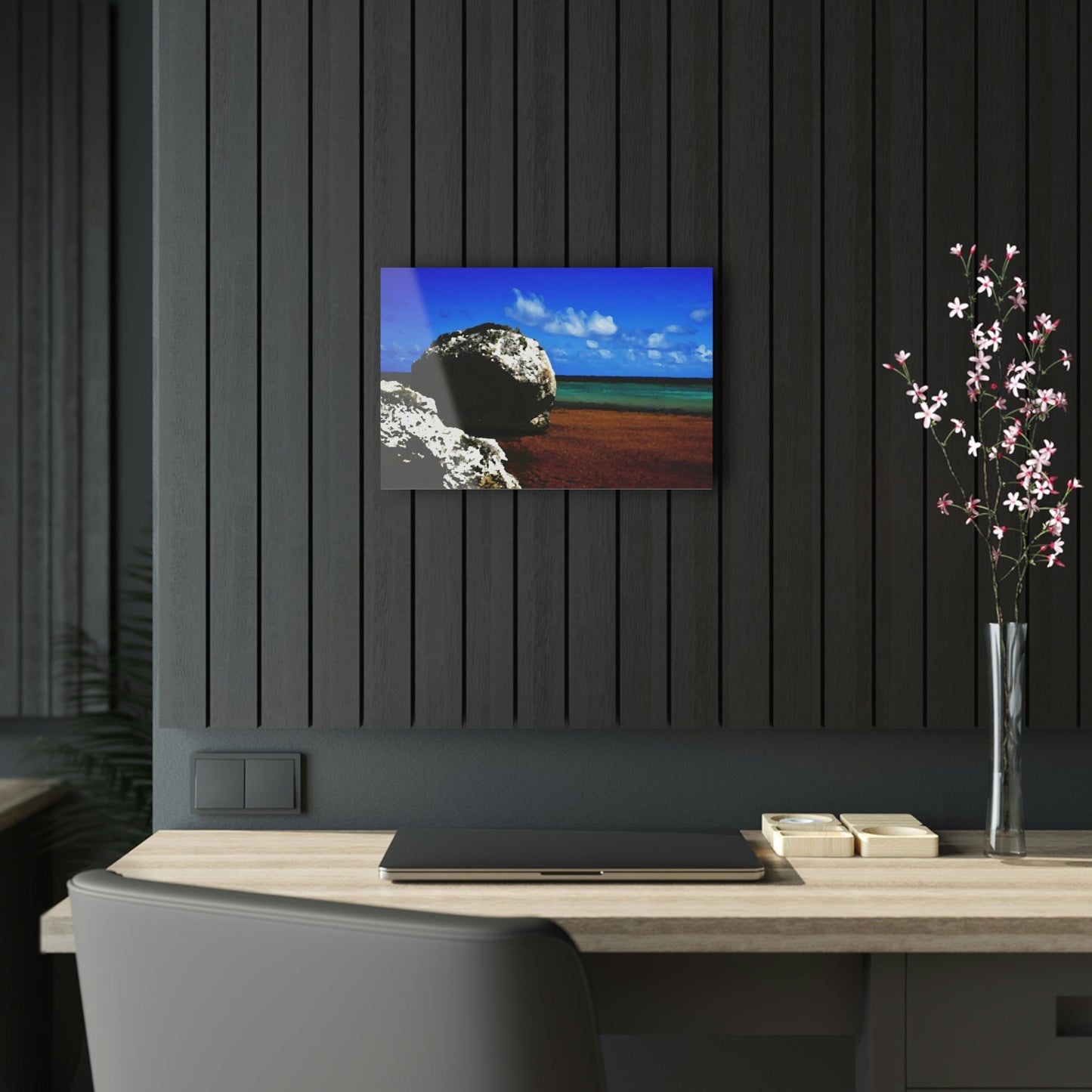 Acrylic Prints - US Made - Ideal for a Stunning Home/Office Decor Ideas - Remote Mona island - Caves Fallen Boulders - CCMM* - Green Forest Home